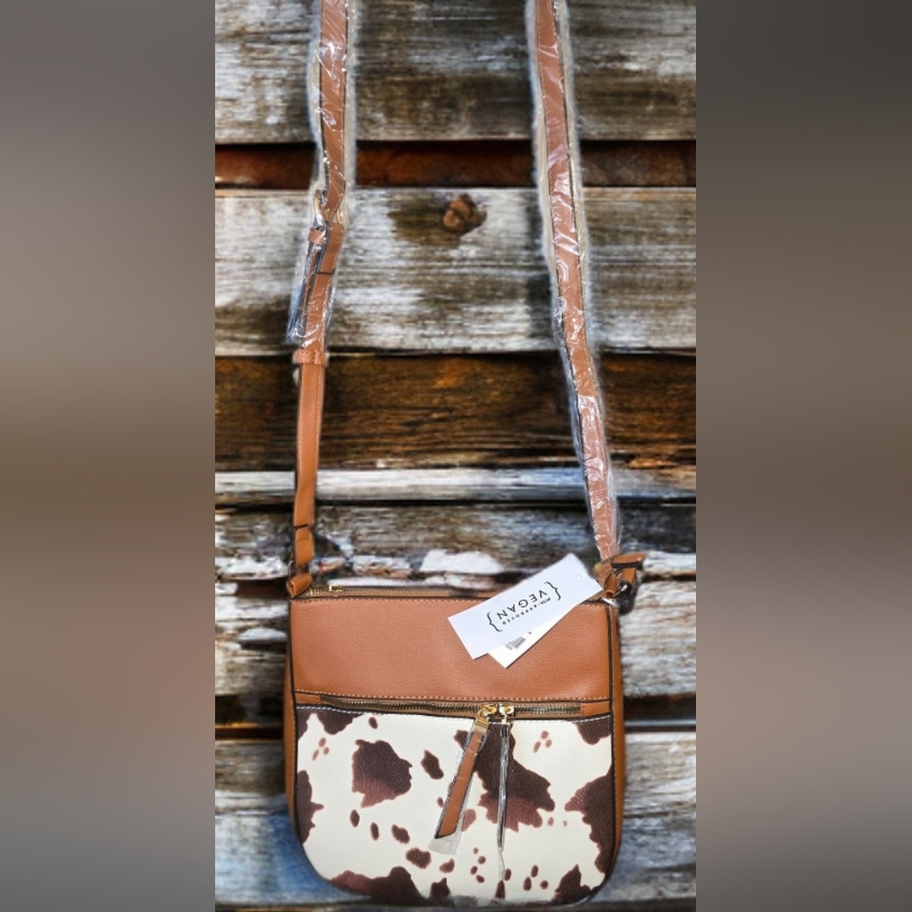 VEGAN COW HIDE LEATHER CROSSBODY